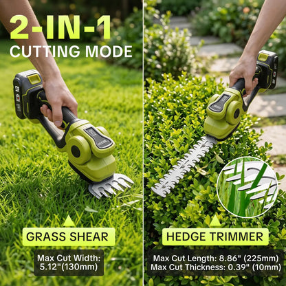🎁 Father's Day Gift: Cordless 2-in-1 Grass Shear & Shrub Trimmer ⚡ Handheld Electric Hedge Trimmer