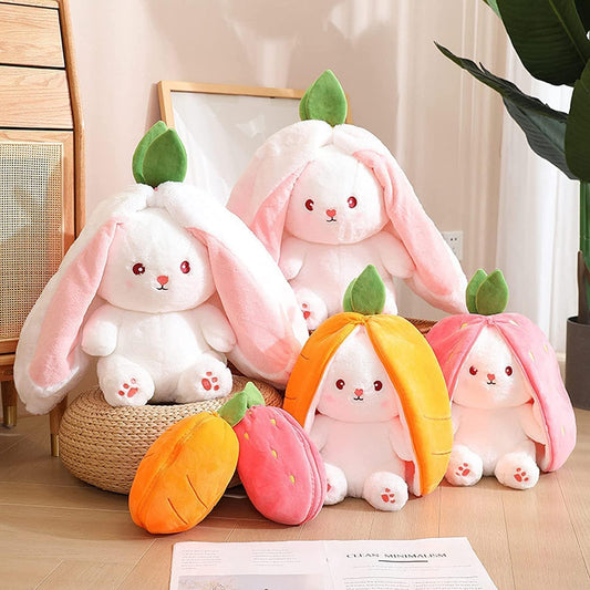 🐰Easter Early Sale 50% OFF🍓Strawberry Bunny Transformed into Little Rabbit🎀 Fruit Doll Plush Toy🐰