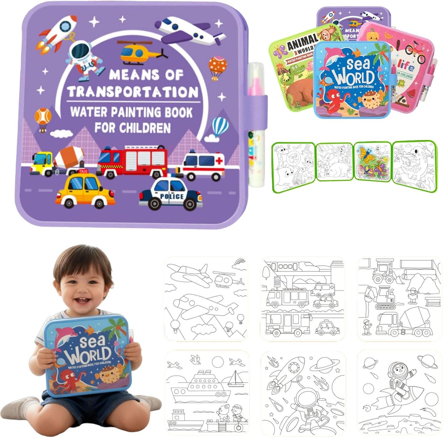 Water Coloring Book Set
