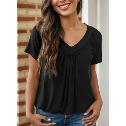 🎁Last Day Promotion✨Women's Casual Summer Short Sleeve V Neck Tops T-shirts