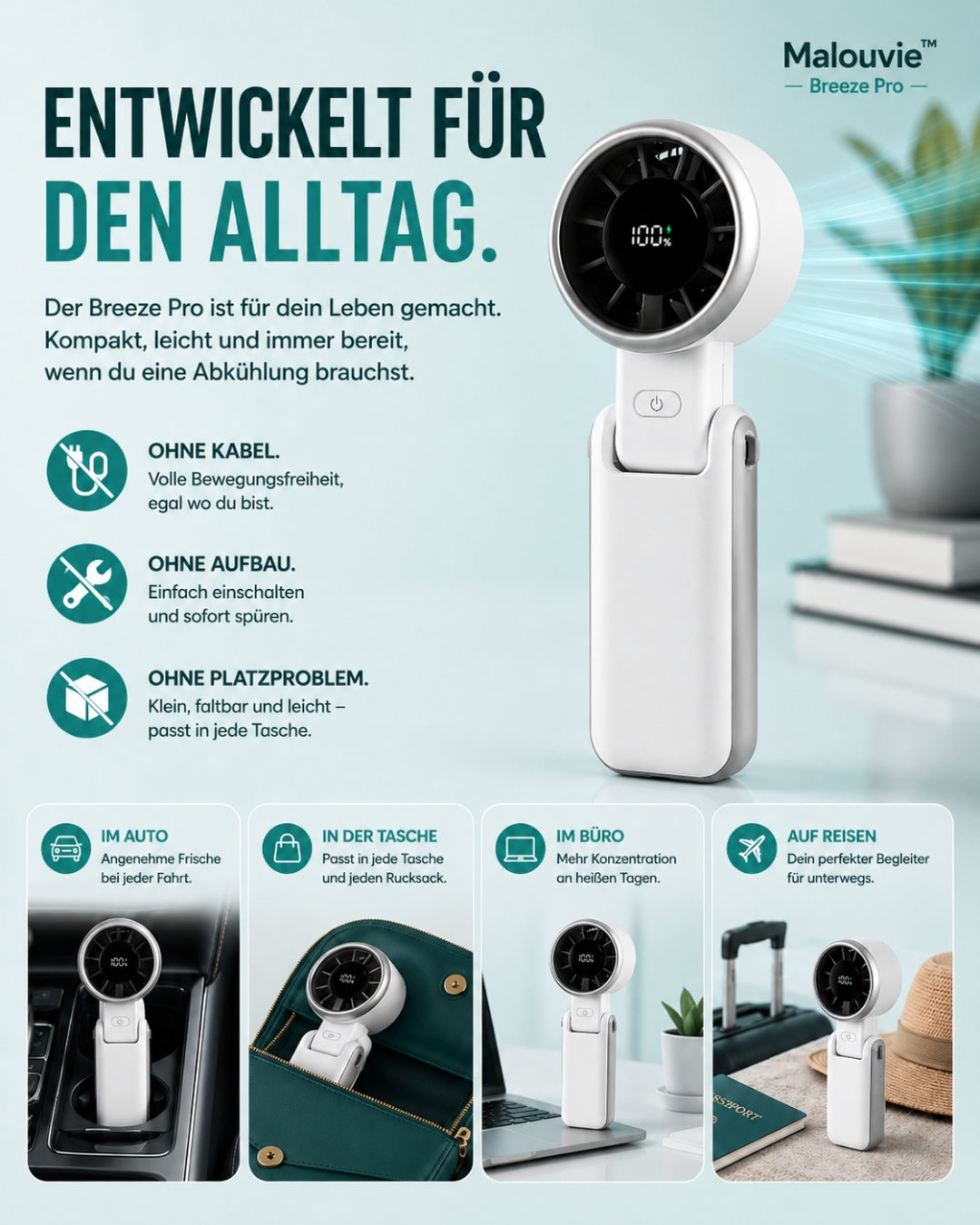 Pryxo™ Pro - tragbarer Mini-Ventilator für sofortige Abkühlung