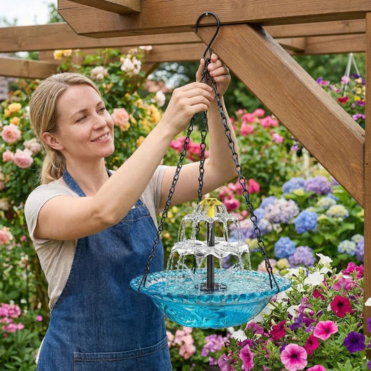 🔥Last 4 hours Hot Sale 50%🐦Solar Cascade Hanging Bird Bath Fountain