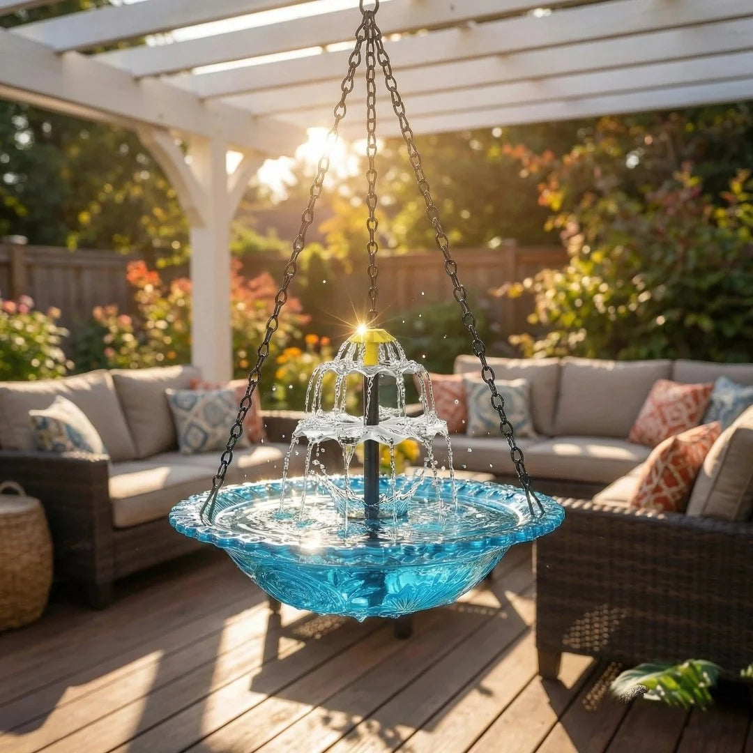🔥Last 4 hours Hot Sale 50%🐦Solar Cascade Hanging Bird Bath Fountain