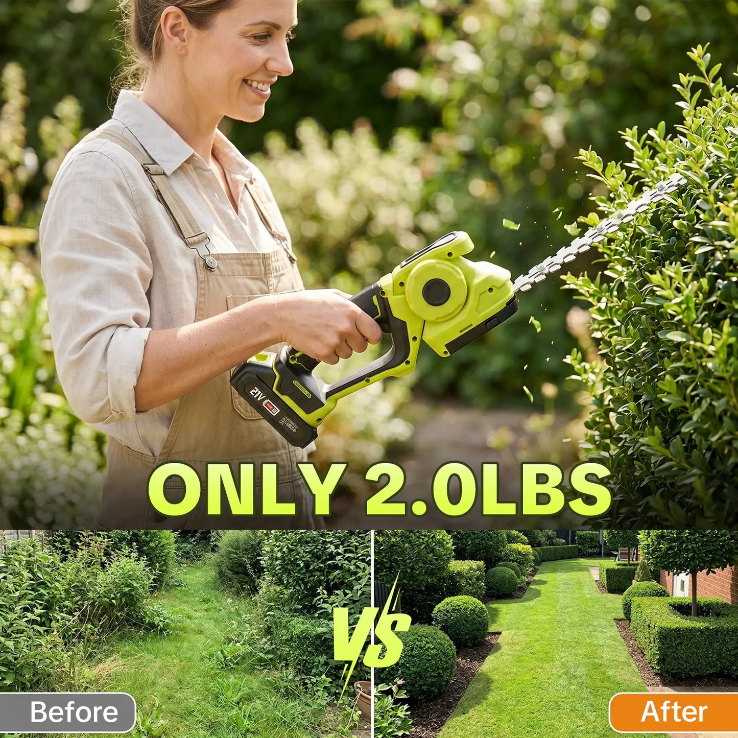 🎁 Father's Day Gift: Cordless 2-in-1 Grass Shear & Shrub Trimmer ⚡ Handheld Electric Hedge Trimmer